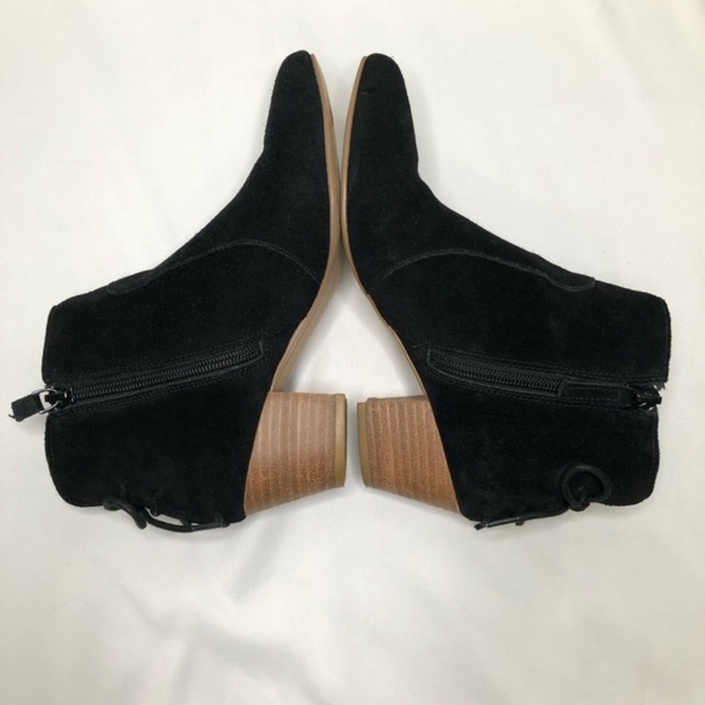 Isaac Mizrahi Charles Black Suede Back Lace Ankle Booties Block Heel Womens 6M - Picture 7 of 10